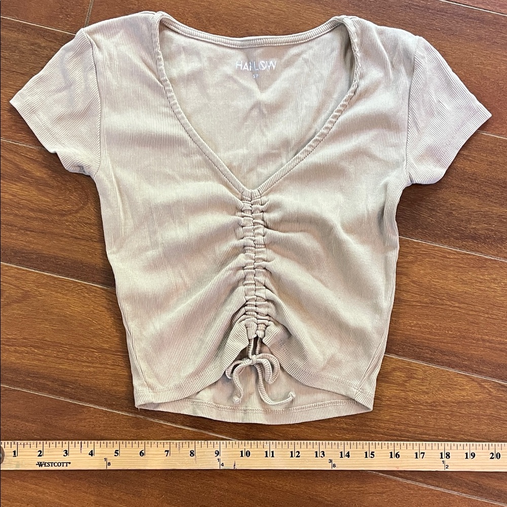 Harlow Taupe Ruched Crop Top